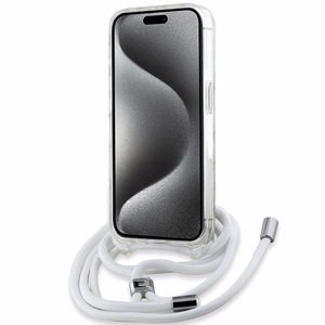 Karl Lagerfeld IML Crossbody Monogram Karl & Choupette Head MagSafe suojakuori iPhone 15 Pro:lle - läpinäkyvä