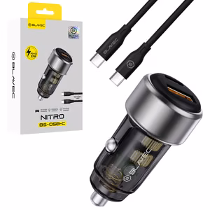 Blavec autolaturi BS-05B-C Nitro - USB + Type C - QC 3.0 18W PD 65W ja Type C - Type C -kaapeli (CCBS05BCN-UCB) musta