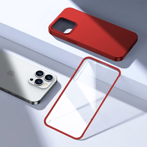 Joyroom 360 Full Case etu- ja takakuori iPhone 13 Pro Max + karkaistua lasia näytönsuoja punainen (JR-BP928 punainen)