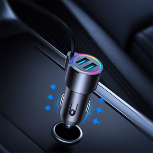 Joyroom JR-CL25 autolaturi 2x USB + Lightning kaapeli (musta)