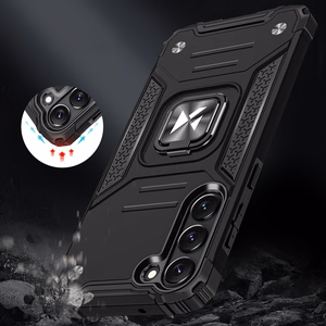 Wozinsky Ring Armor suojakuori Samsung Galaxy S23+:lle panssaroitu kuori magneettinen pidike rengas musta