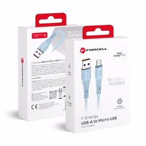 Cable USB A to Micro USB Forcell F-Energy QC3.0 2.4A 18W Silicone 1 m C341 blue