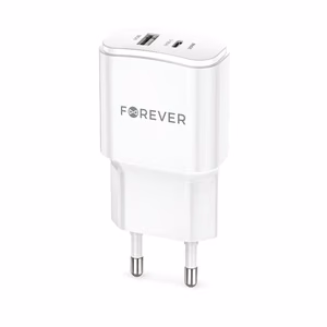 Forever TC-01-20AC PD QC -laturi 1x USB-C 1x USB 20W valkoinen