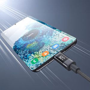 Choetech XCC-1068 PD 60 W USB-C - USB-C kaapeli näytöllä 1,2 m - musta