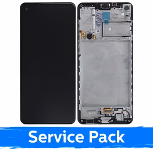 LCD Display Compatible With Samsung A217 A21s With Frame Black (Service Pack)