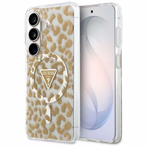 Guess Suojakuori IML Leopard Print Triangle MagSafe Samsung Galaxy S26 -puhelimelle ruskea