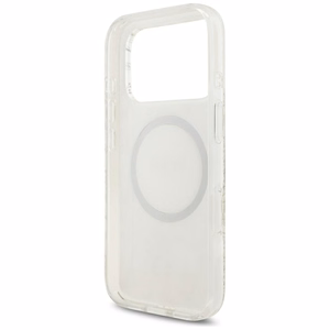 Guess IML Flowers Allover Electroplated MagSafe suojakuori helminauhalla mallille iPhone 18 Pro / 17 Pro – väri: valkoinen