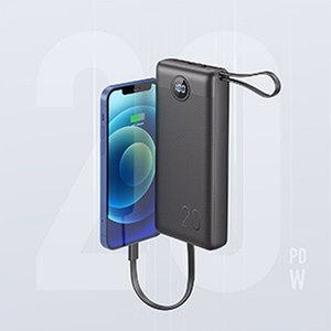Ulkoinen akku Veger C20 (W2047 / W2059) 20000 mAh sisäänrakennetuilla Micro-USB-kaapeleilla / Type C / Lightning musta