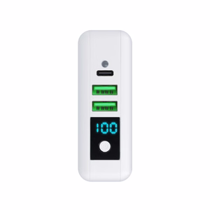 Monitoimilaturi Forcell F-Energy 4in1 2 x USB A + USB C 15W + Varavirtalähde 8000mAh + langaton lataus valkoinen
