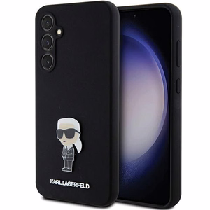 Karl Lagerfeld Silicone Ikonik Metal Pin suojakuori Samsung Galaxy S23 FE:lle - musta