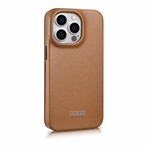 iCarer CE Premium Leather Folio Case iPhone 14 Pro Magneettinen Flip Leather Folio Case MagSafe ruskea (WMI14220714-BN)