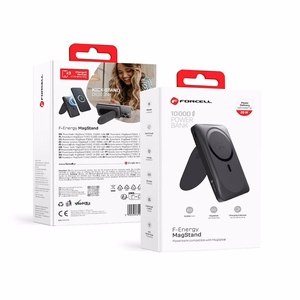 Varavirtalähde yhteensopiva MagSafen kanssa Forcell F-Energy MagStand F10K2 QC3.0 PD 5A 20W 10000 mAh musta