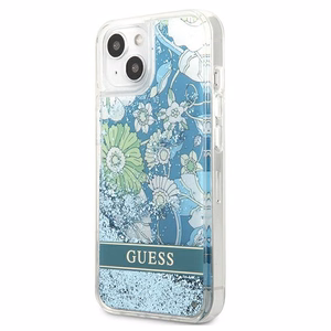 Guess GUHCP13SLFLSN iPhone 13 mini 5.4" vihreä/vihreä kovakotelo Kukka Nestemäinen Glitteri