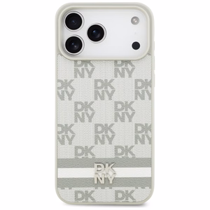 DKNY Checkered with Printed Stripes suojakuori iPhone 17 Pro Max:lle - beige