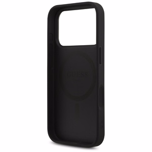 Guess Leather 4G Triangle Strass MagSafe suojakuori iPhone 17 Pro - musta