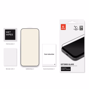 Crong OptiRed Glass tempered-glass screen protector with blue-light filter for iPhone 17 Pro Max
