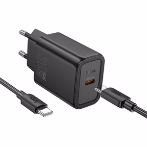 Laturi Hoco N62 30W GaN USB-C + USB-C–USB-C-kaapeli 1,0 m musta