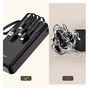 Dudao K11 Pro 20000mAh Powerbank with Built-in Cables - Black