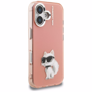 Karl Lagerfeld IML Aquarelle Choupette & Logo iPhone 16 Case - Pink