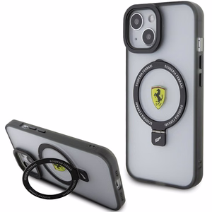 Ferrari FEHMP15SUSCAK iPhone 15 6.1 musta/musta kovakuori Ring Stand 2023 Collection MagSafe