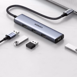 Adapter Ugreen "2-in-1" Silver (Input: Type-C / Ouput: 4-USB)