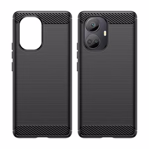 Carbon Case suojakuori Realme 10 Pro+:lle joustava silikoninen hiilikuitukuori musta