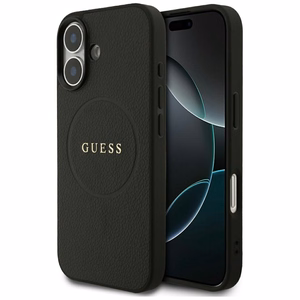 Guess Grained Ring MagSafe Suojakuori iPhone 17:lle - Musta