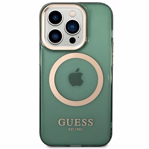 Guess GUHMP14XHTCMA iPhone 14 Pro Max 6.7 vihreä/khaki kovakuori Gold Outline Translucent MagSafe