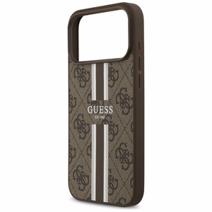 Guess 4G Printed Stripes MagSafe suojakuori iPhone 17 Pro Max:lle ruskea