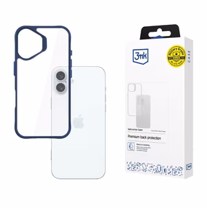 3mk Satin Armor Case+ Blue Suojakuori Apple iPhone 16 Plus:lle - läpinäkyvä