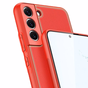 Dux Ducis Yolo tyylikäs suojus ekologisesta nahasta Samsung Galaxy S22 + (S22 Plus) punainen