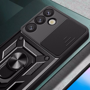 Hybrid Armor Camshield with Camera Cover and Metal Ring for Samsung Galaxy S25+ - Black