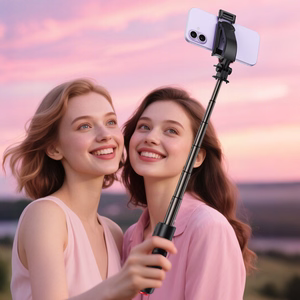 Acefast E42 selfiekeppi automaattisella jalustalla ja Bluetooth-kaukosäätimellä 63 cm - musta