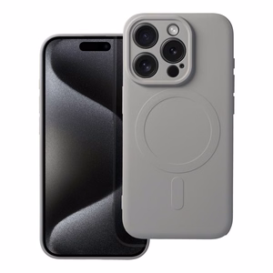 Silikoninen Mag Cover iPhone 15 PRO:lle yhteensopiva MagSafen kanssa titaaninharmaa