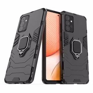 Ring Armor kestävä jämäkkä suojakuori jalustalla Samsung Galaxy A72 4G:lle musta