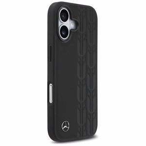 Mercedes Nahkainen Laurel Leaves MagSafe Suojakuori iPhone 17:lle - musta