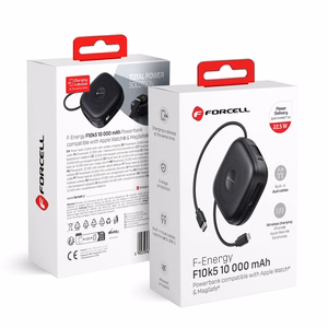 Ulkoinen akku yhteensopiva MagSafe:lle Forcell F-Energy F10K5 PD3.1 QC3.0 3A 22,5W 10000 mAh yhteensopiva Apple Watch:lle musta