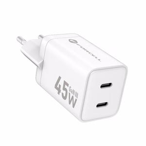 Puhelinlaturi Forcell F-Energy Mini GaN III 2 x USB C PD QC4.0 45W VT-36B valkoinen