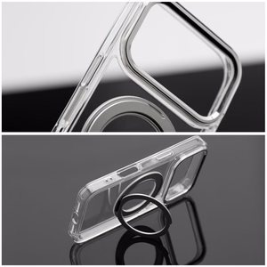 Frame Circle Stand-suojakuori mallille iPhone 17, MagSafe-yhteensopiva – läpinäkyvä