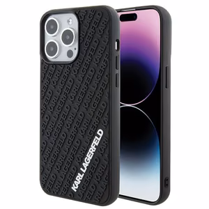 Karl Lagerfeld 3D Rubber Multi Logo Suojakuori iPhone 15 Pro Max:lle - musta