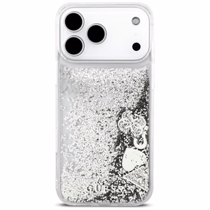 Guess Liq. Glitter Charms Suojakuori iPhone 17 Pro Max:lle - hopeinen