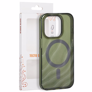 Tecto Shield Desert Mag -suojakuori mallille iPhone 15 Pro 6,1", tumman oliivinvihreä