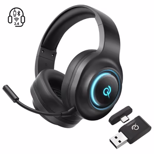 QCY Heroad V200 Tri-Mode Gaming-Kuulokkeet 7.1 Äänellä, 240h Akulla ja Irrotettavalla Mikrofonilla - Musta