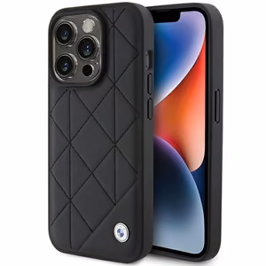 BMW Nahkainen Quilted Suojakuori iPhone 15 Pro Max:lle - musta