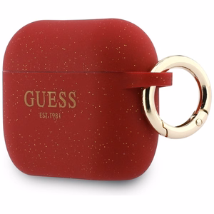 Guess Silicone Glitter Ring Suojakuori AirPods Pro 3:lle punainen ja glitter