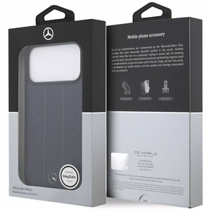 Mercedes Leather Laurel Leaves Stripes MagSafe -suojakuori iPhone 17 Pro Max - sininen