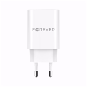 Forever TC-07-30AC PD QC charger 1x USB-C 1x USB 30W white + USB-C - USB-C cable 60W
