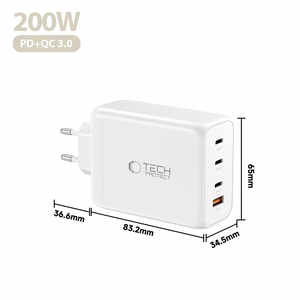 Tech-Protect NC200W-GaN 4-Port 200W Wall Charger - White
