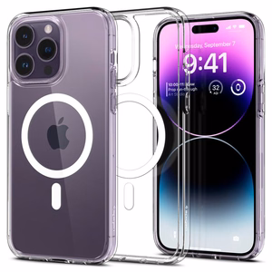 Spigen Ultra Hybrid Mag -kotelo MagSafella iPhone 14 Pro:lle - Kirkas/valkoinen