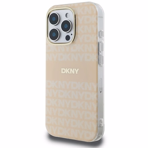 DKNY Repeat Texture Pattern Stripe MagSafe iPhone 16 Pro:lle Suojakuori - Vaaleanpunainen